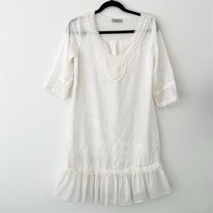 Eyelet Beach / Swim Coverup Women’s XS Boho Linen